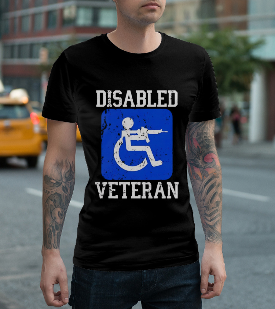 Disabled Veteran Armed Forces Distressed Military T-Shirt