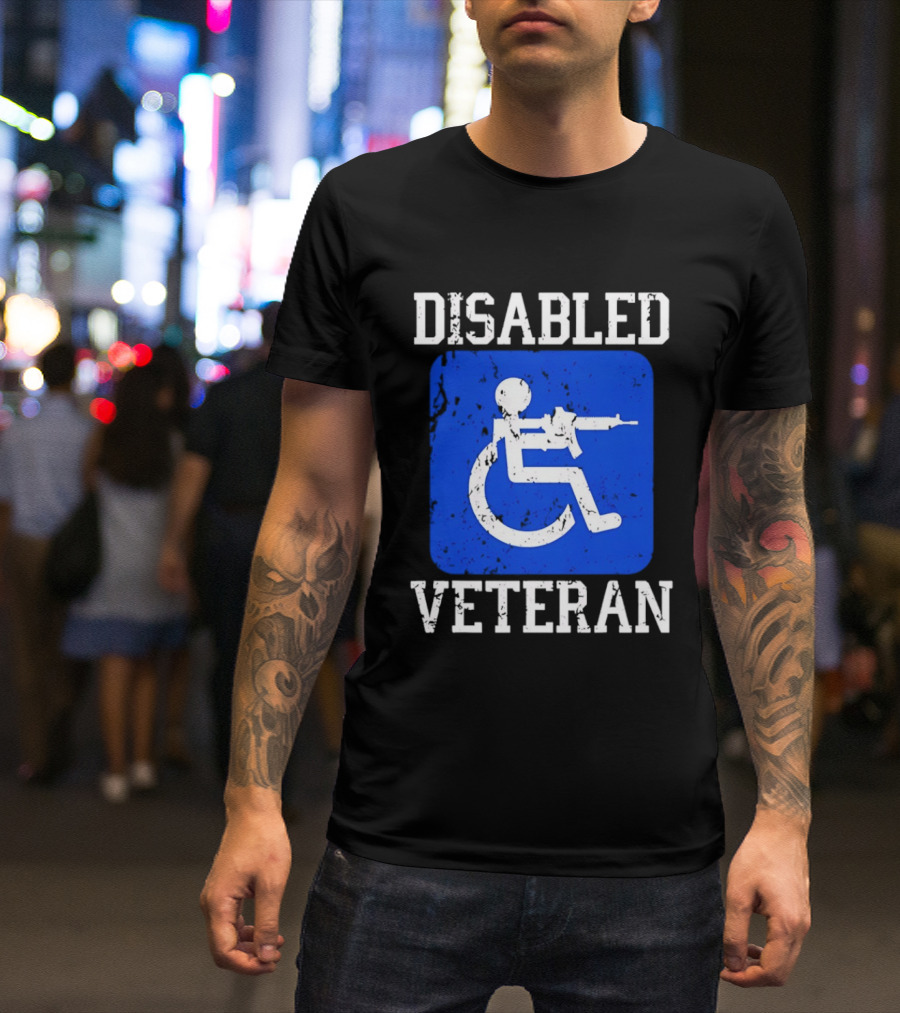 Disabled Veteran Armed Forces Distressed Military T-Shirt