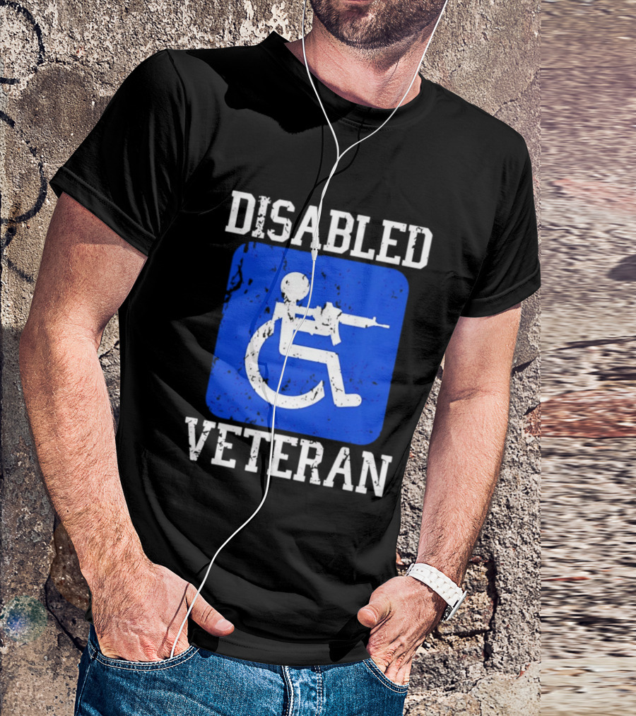 Disabled Veteran Armed Forces Distressed Military T-Shirt