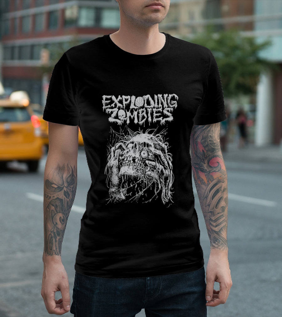 Exploding Zombies Horror Dripping Text Grunge Monster T-Shirt