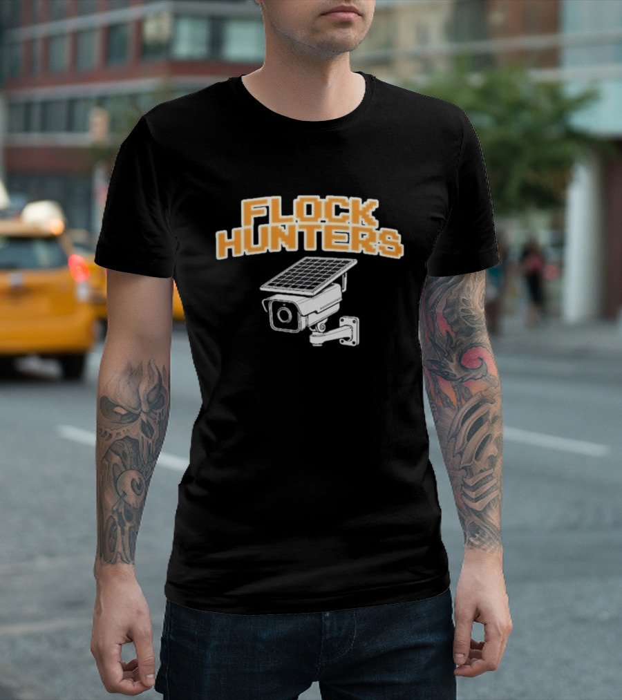Flock Hunters Drinkin Bros Surveillance Camera Solar Panel T-Shirt