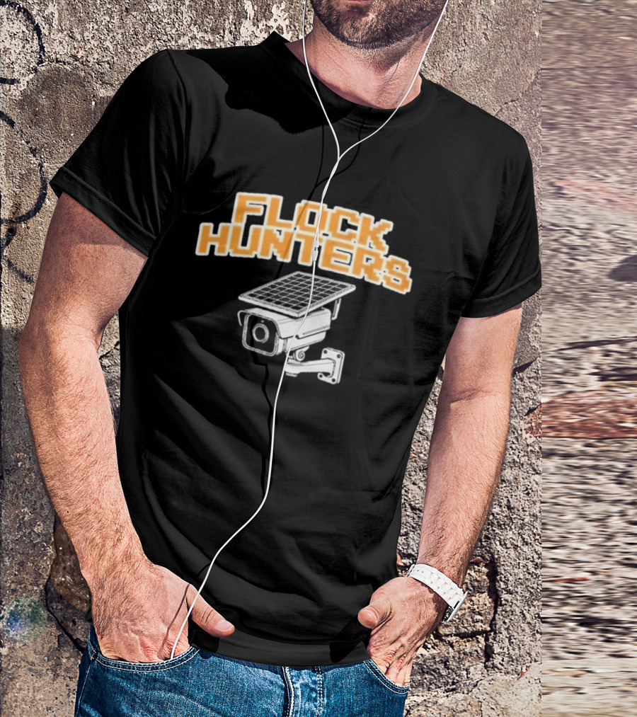 Flock Hunters Drinkin Bros Surveillance Camera Solar Panel T-Shirt