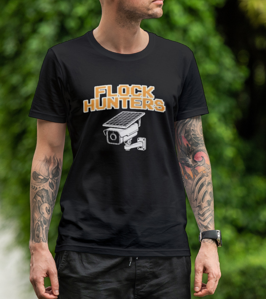 Flock Hunters Drinkin Bros Surveillance Camera Solar Panel T-Shirt