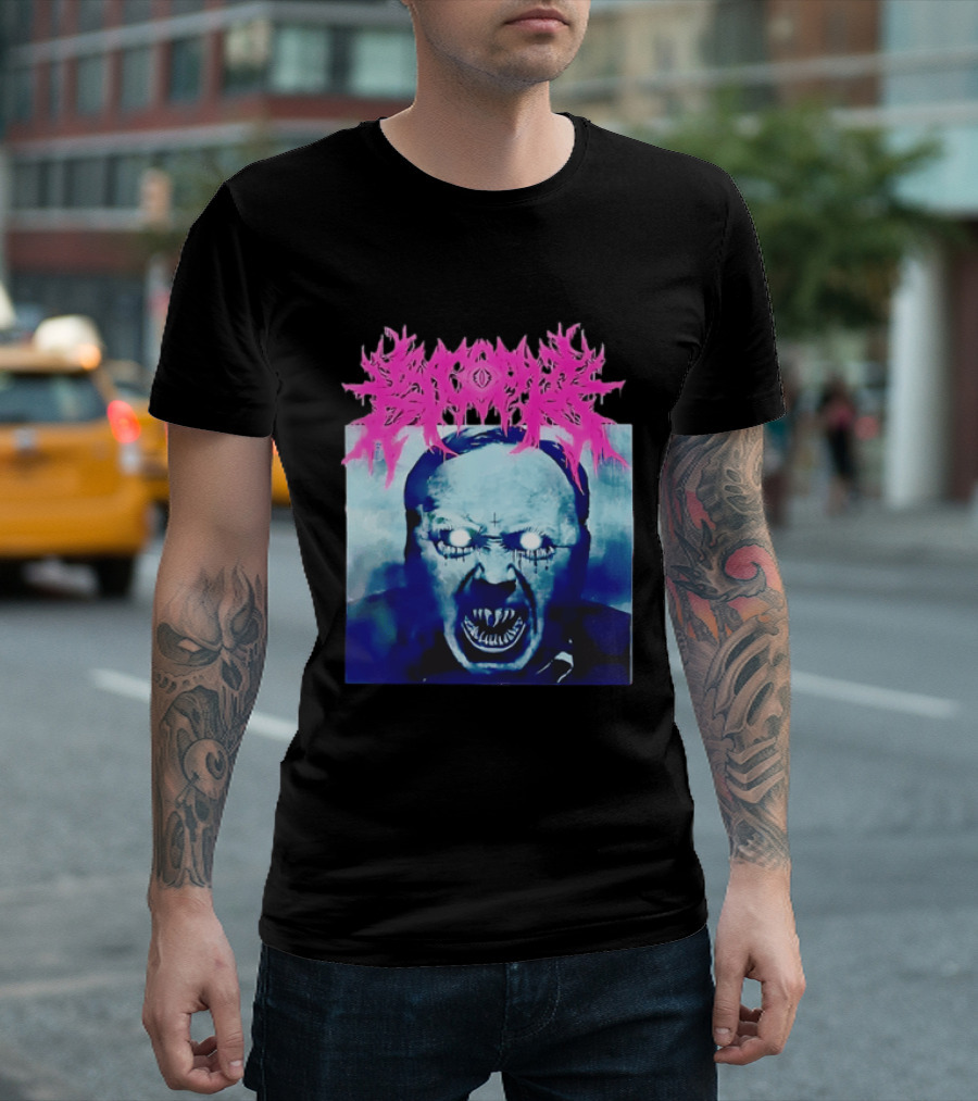 Gore Demon Face Glowing Eyes Death Metal Band T-Shirt