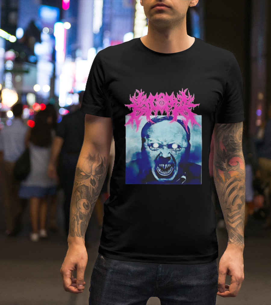 Gore Demon Face Glowing Eyes Death Metal Band T-Shirt