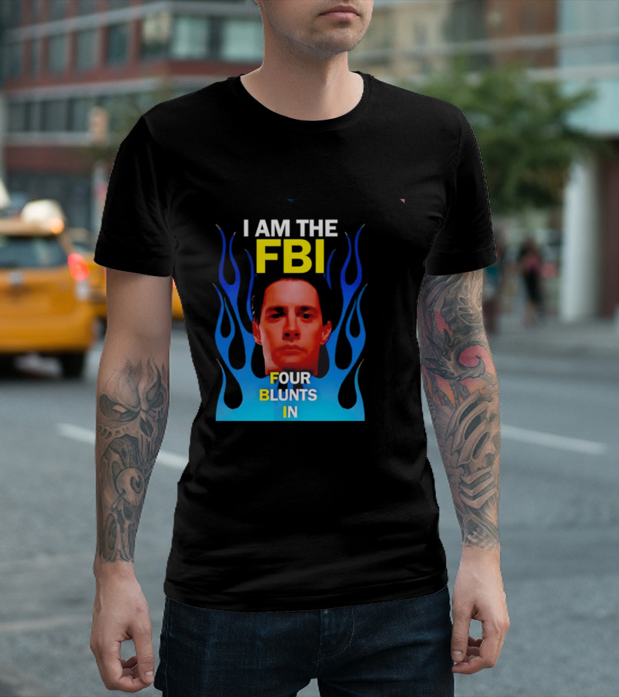 I Am The FBI Four Blunts In Special Agent Dale Cooper Blue Flame T-Shirt