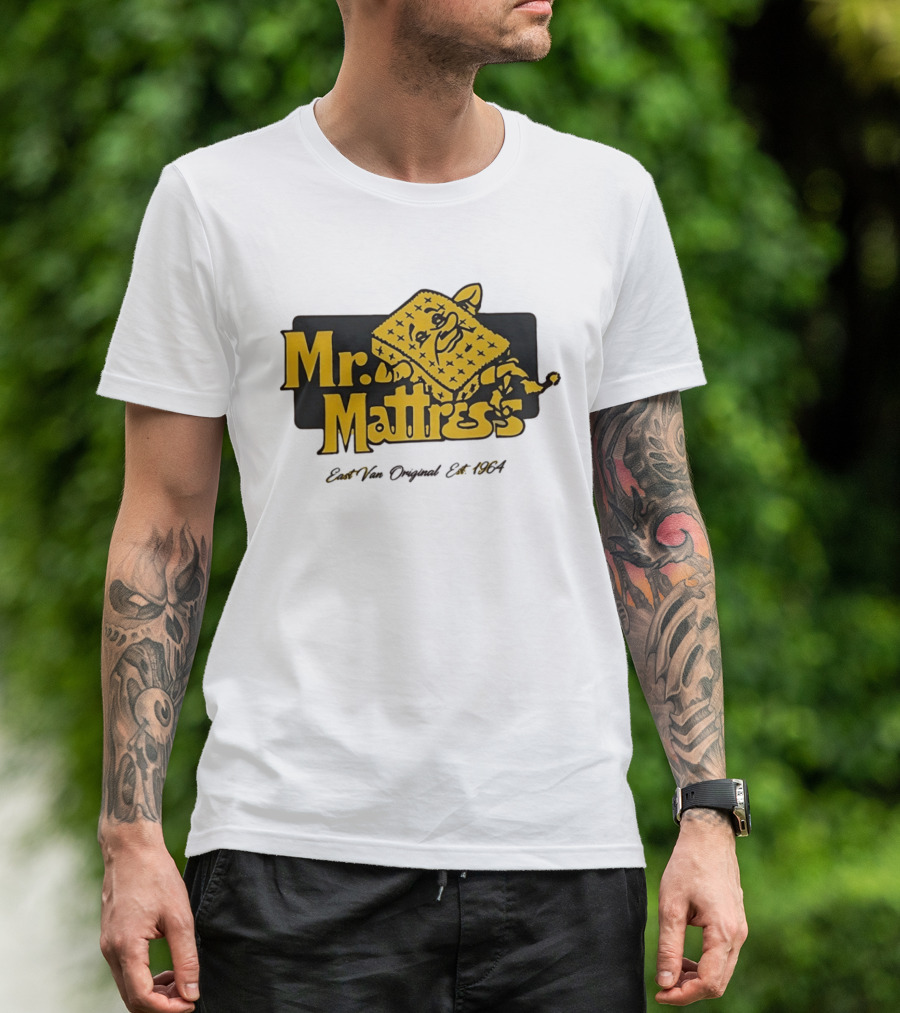 Mr Mattress East Van Original Est 1971 Flippable GOLD T-Shirt