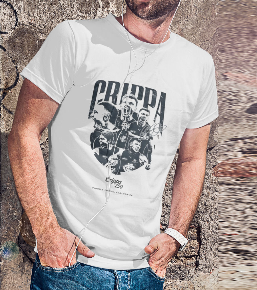 Crippa 250 Patrick Cripps Carlton FC Celebratory Milestone T-Shirt