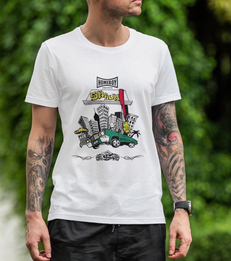 Homeboy Skrun Teddy Bear Driving City 5k Run Streetwear Adventure T-Shirt