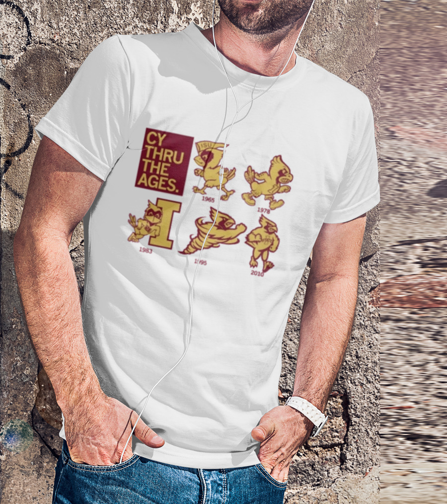 Iowa State Cyclones CY Thru The Ages Mascot Evolution Logos 1954 1972 1995 2008 T-Shirt