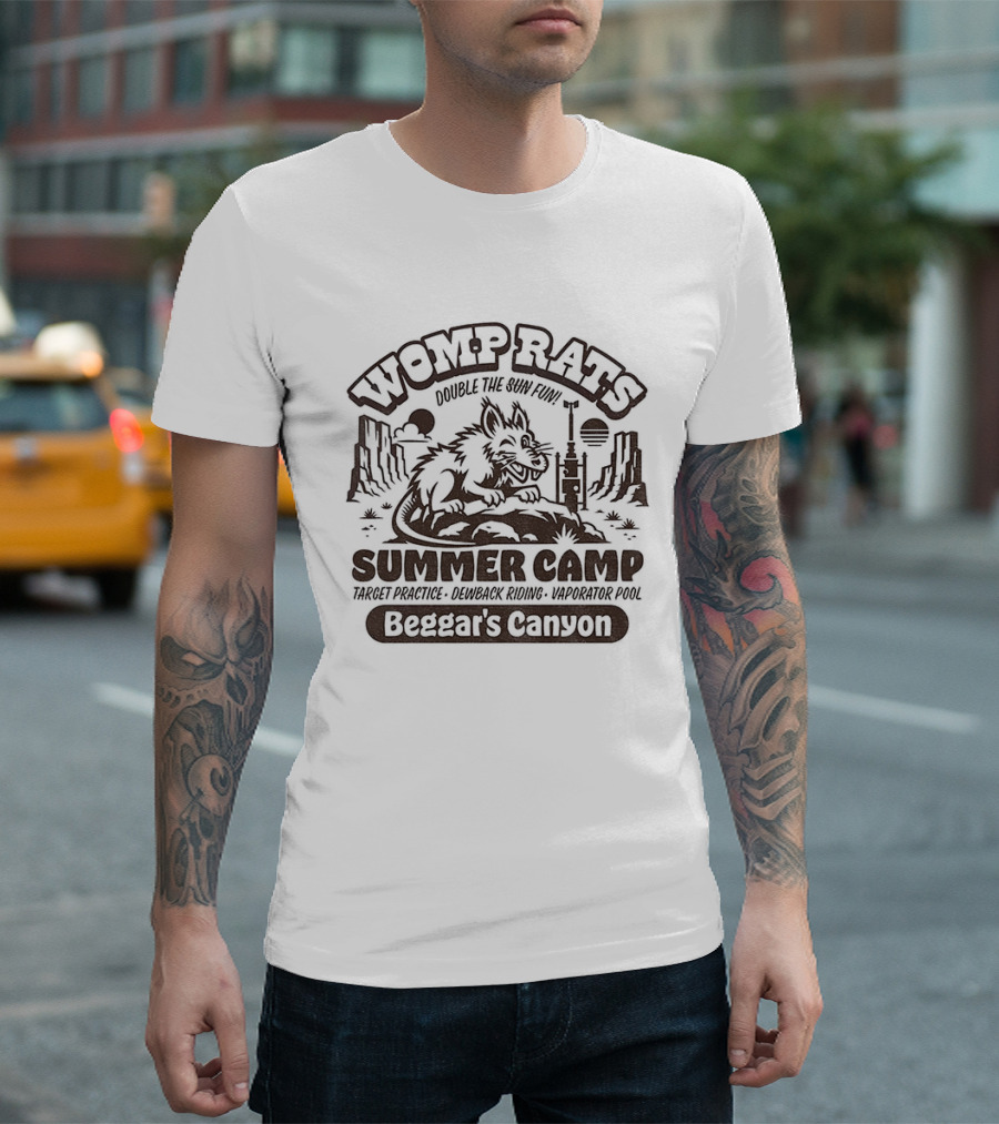 Womp Rats Summer Camp Double The Sun Fun Beggar's Canyon Adventure Scene T-Shirt