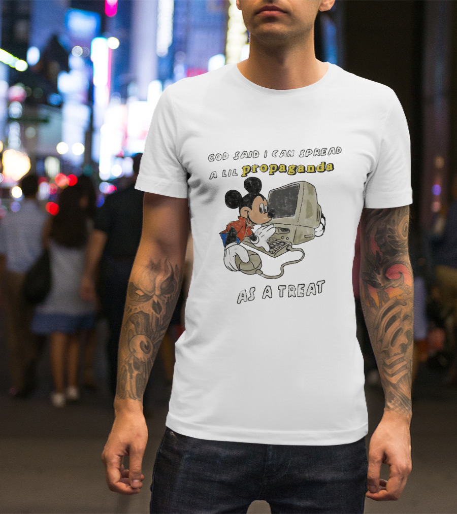 God Said I Can Spread A Lil Propaganda As A Treat Mickey Mouse Vintage Computer T-Shirt