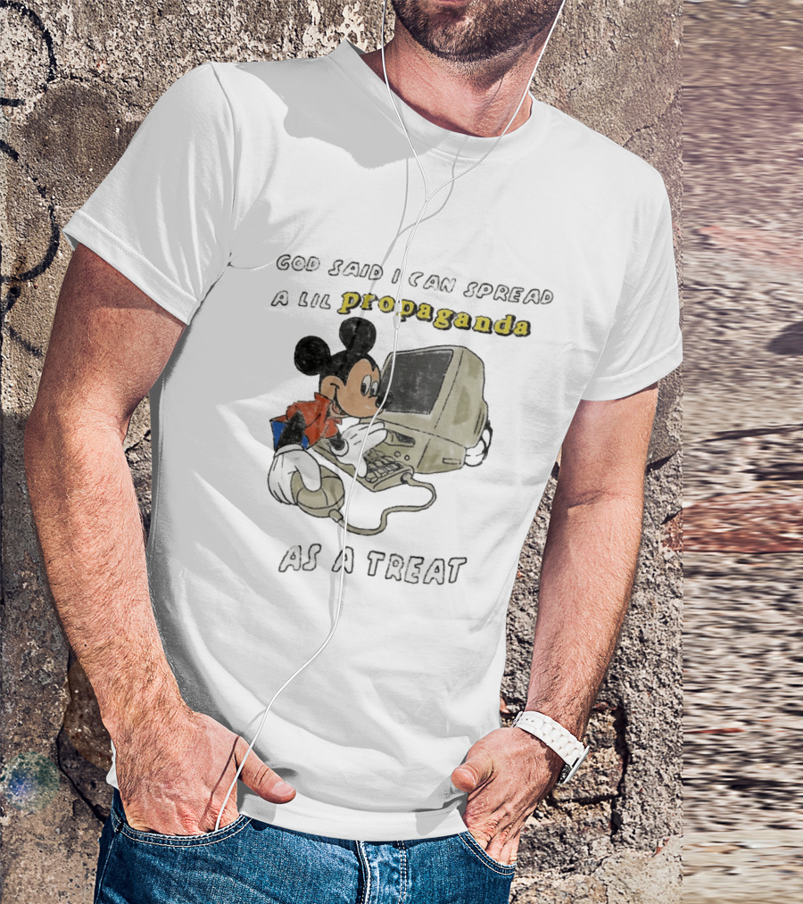 God Said I Can Spread A Lil Propaganda As A Treat Mickey Mouse Vintage Computer T-Shirt