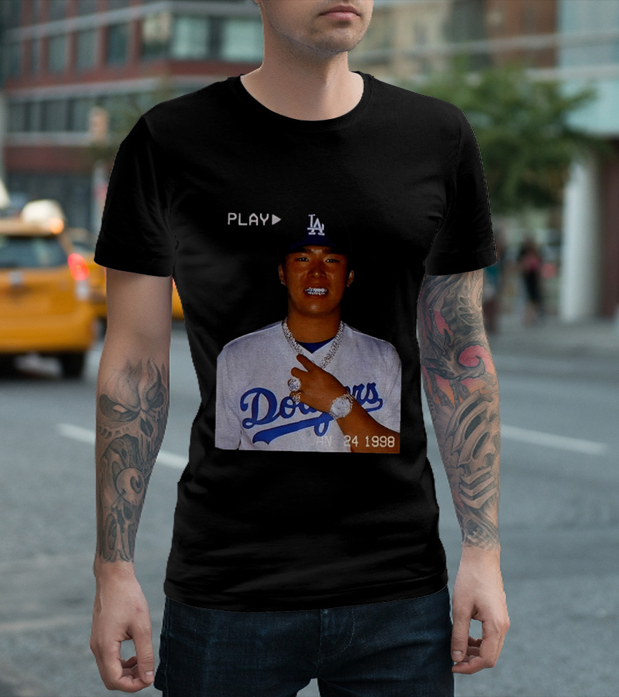 90s Yoshinobu Yamamoto Bootleg Rap Dodgers LA Jan 24 1998 T-Shirt
