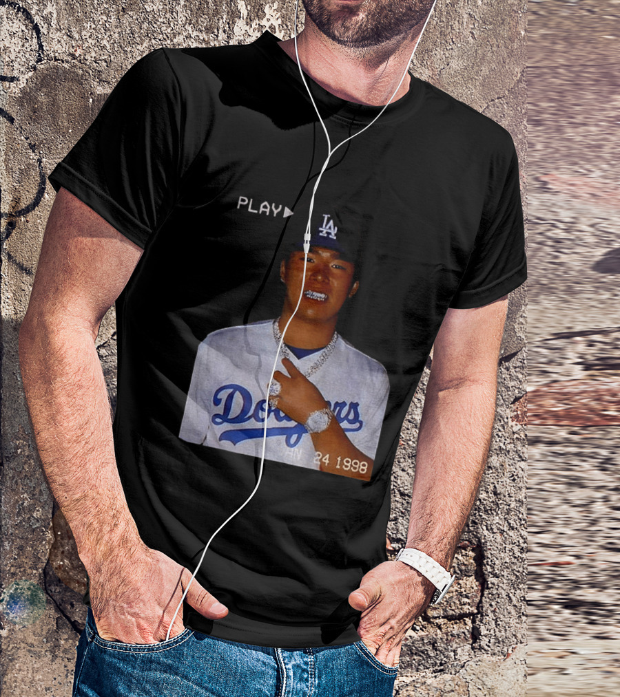 90s Yoshinobu Yamamoto Bootleg Rap Dodgers LA Jan 24 1998 T-Shirt