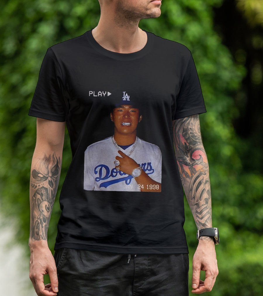 90s Yoshinobu Yamamoto Bootleg Rap Dodgers LA Jan 24 1998 T-Shirt