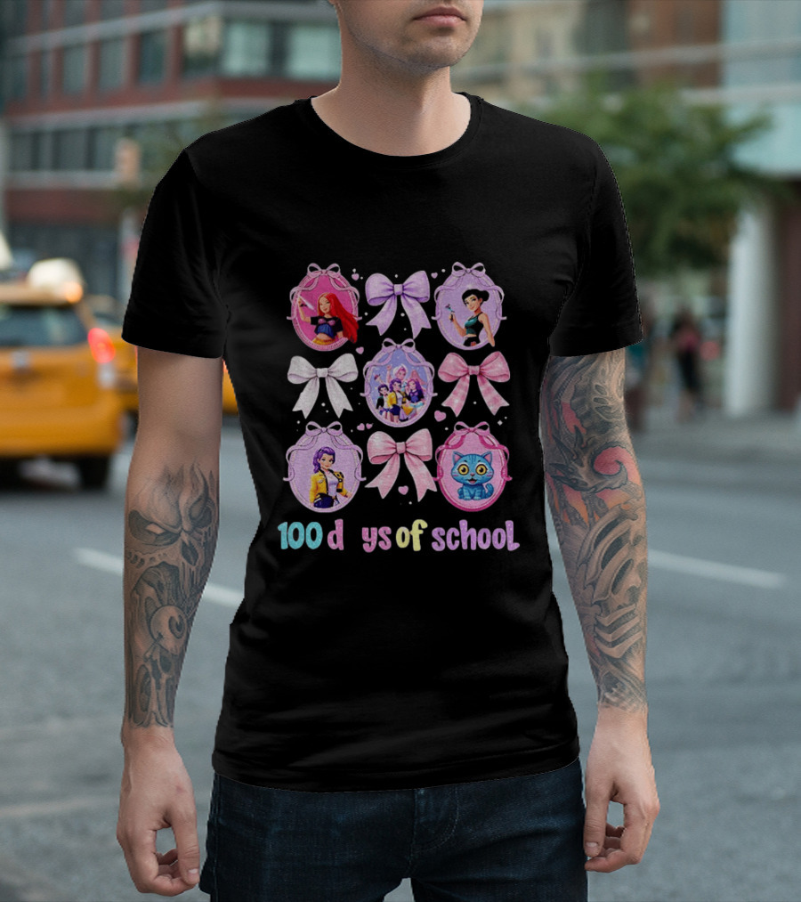 100 Days Of School Girls Bands Hunter Saja Bows And Characters T-Shirt
