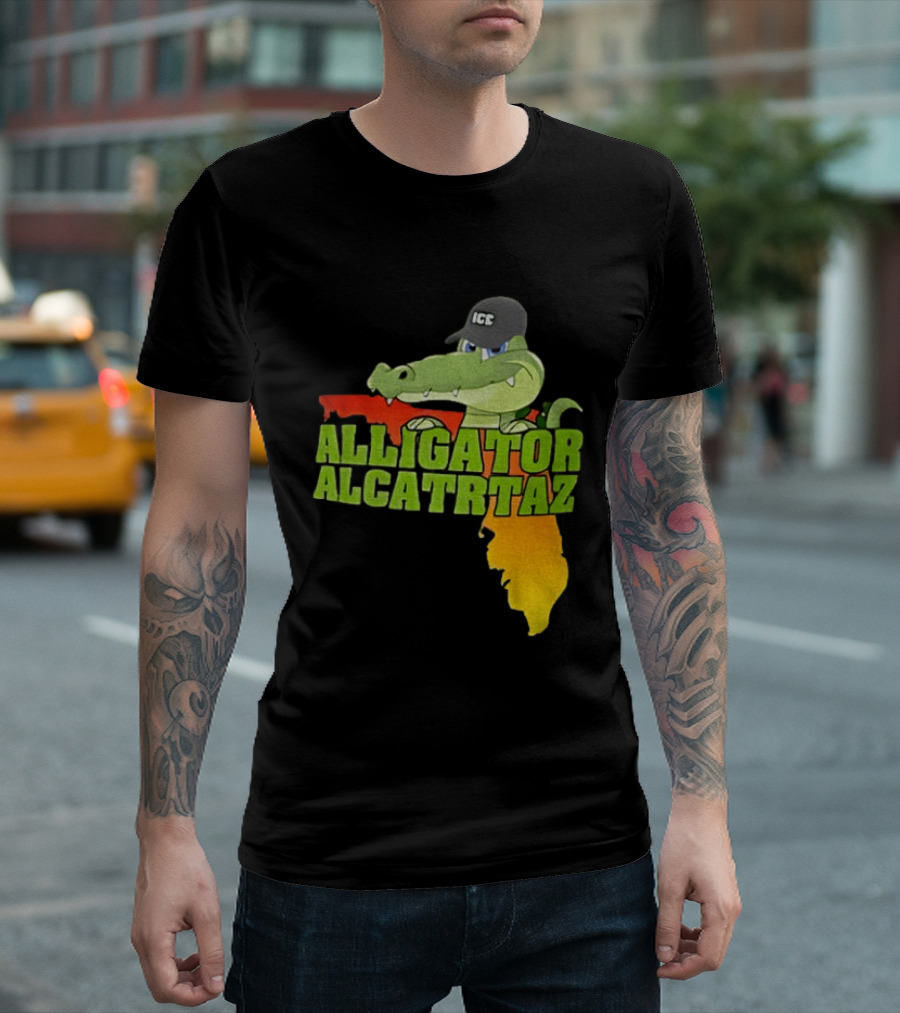 Alligator Alcatraz ICC Ice Cap Florida Map T-Shirt