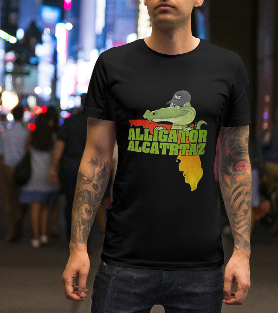 Alligator Alcatraz ICC Ice Cap Florida Map T-Shirt