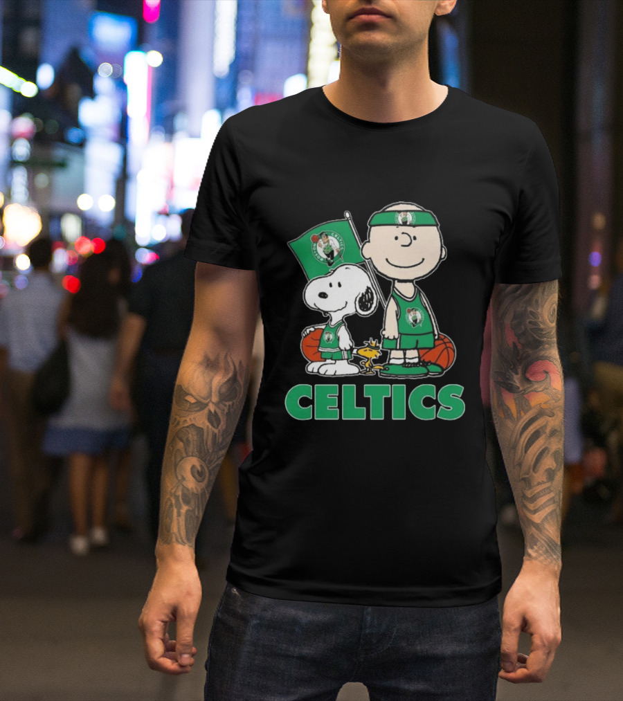 Boston Celtics Snoopy Charlie Brown Peanuts Friends Basketball 2024 T-Shirt