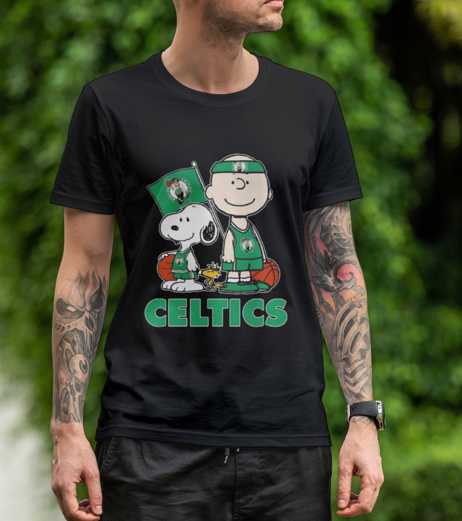Boston Celtics Snoopy Charlie Brown Peanuts Friends Basketball 2024 T-Shirt