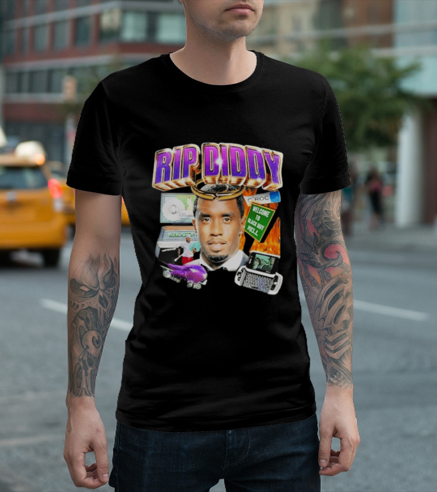 Sam Hyde Rip Diddy Welcome To Black Guy Hell Ciroc Wings 09 Typewriter T-Shirt