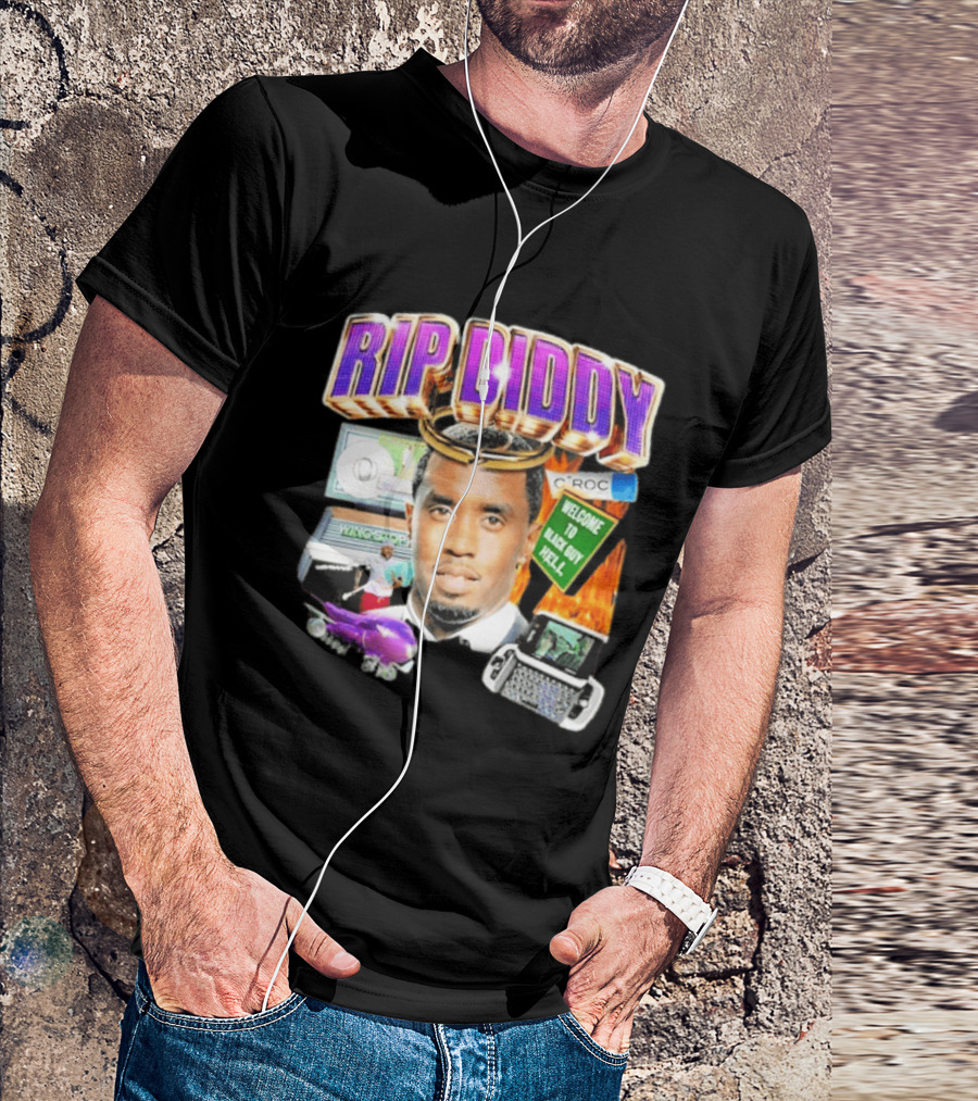 Sam Hyde Rip Diddy Welcome To Black Guy Hell Ciroc Wings 09 Typewriter T-Shirt
