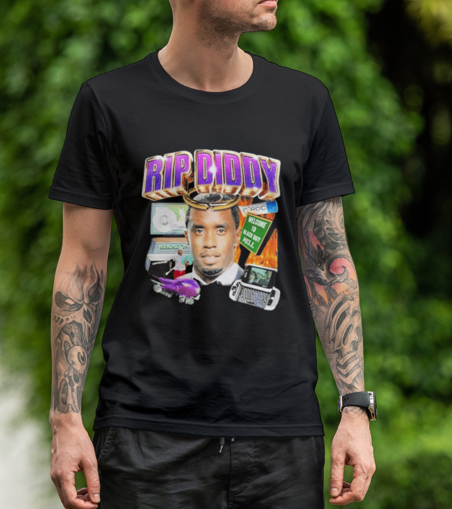 Sam Hyde Rip Diddy Welcome To Black Guy Hell Ciroc Wings 09 Typewriter T-Shirt
