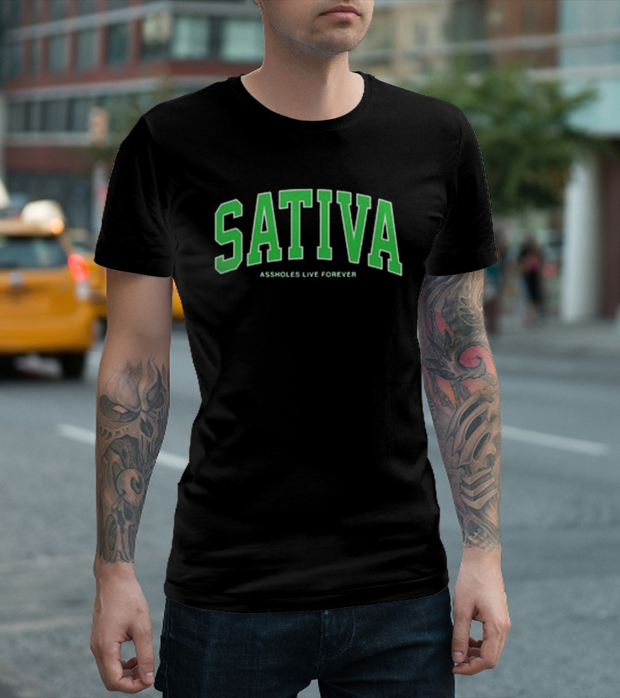 Sativa Assholes Live Forever Bold Arch Lettering T-Shirt