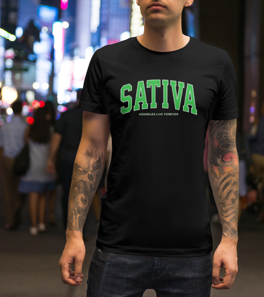 Sativa Assholes Live Forever Bold Arch Lettering T-Shirt