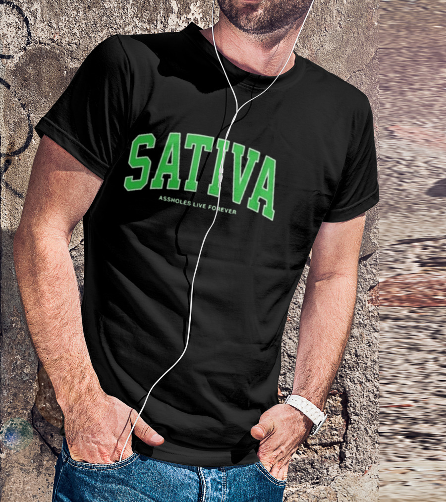 Sativa Assholes Live Forever Bold Arch Lettering T-Shirt