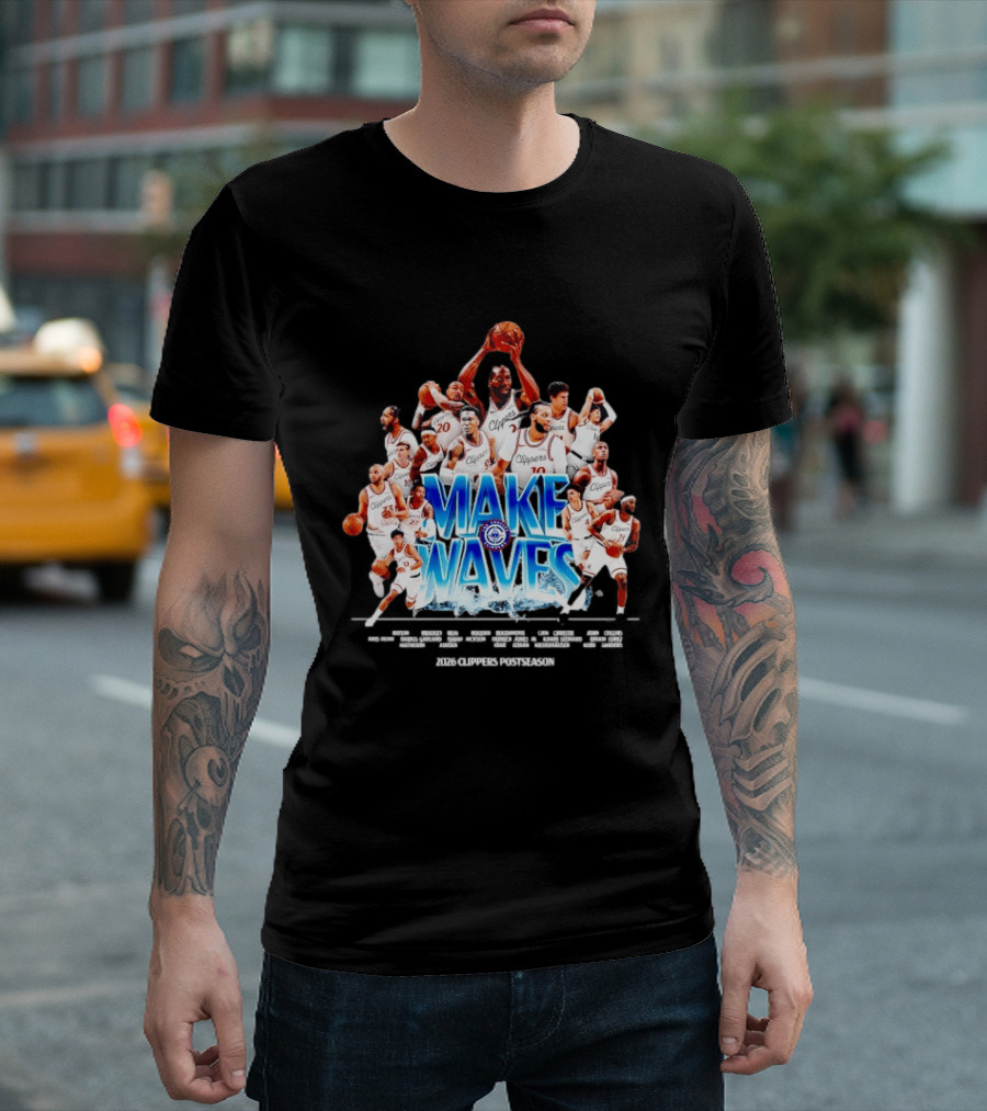 Make Waves Los Angeles Clippers NBA Basketball 2026 Players T-Shirt