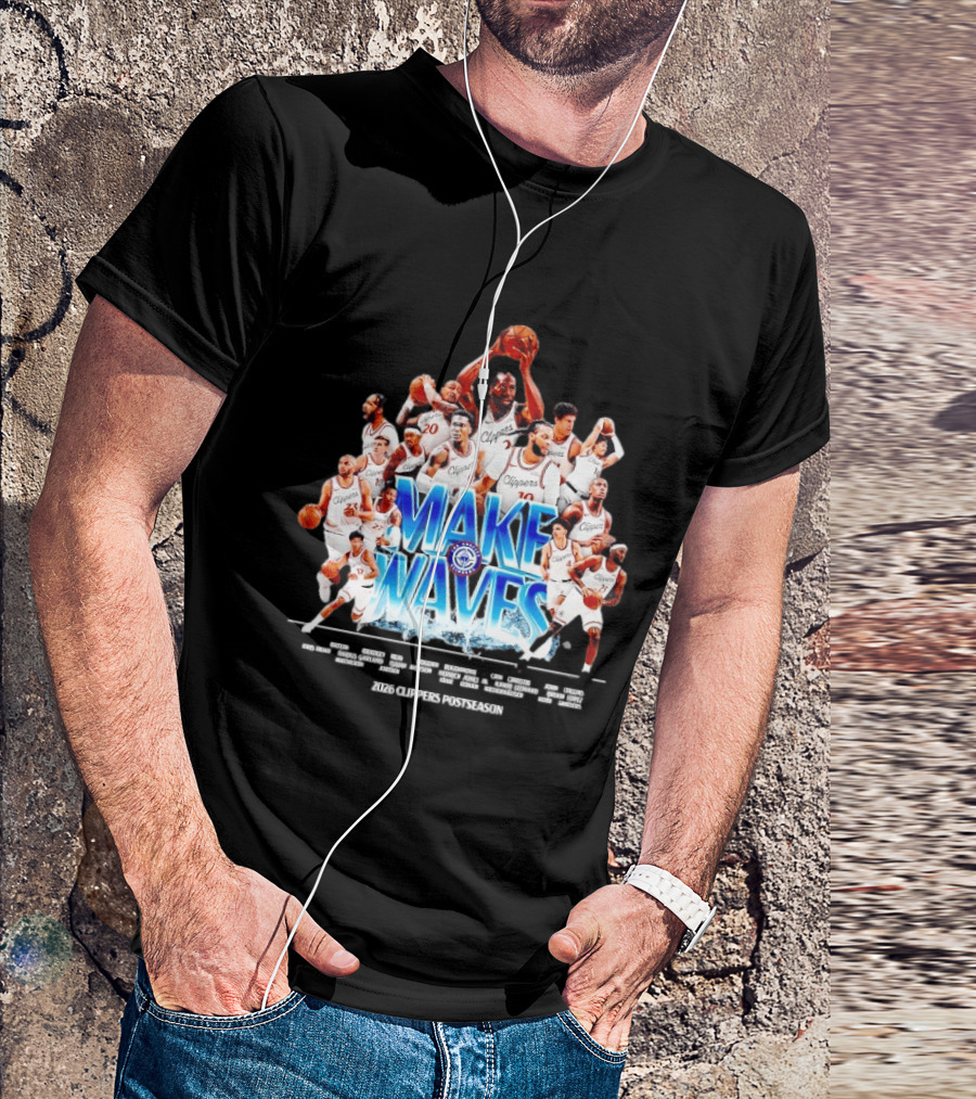 Make Waves Los Angeles Clippers NBA Basketball 2026 Players T-Shirt