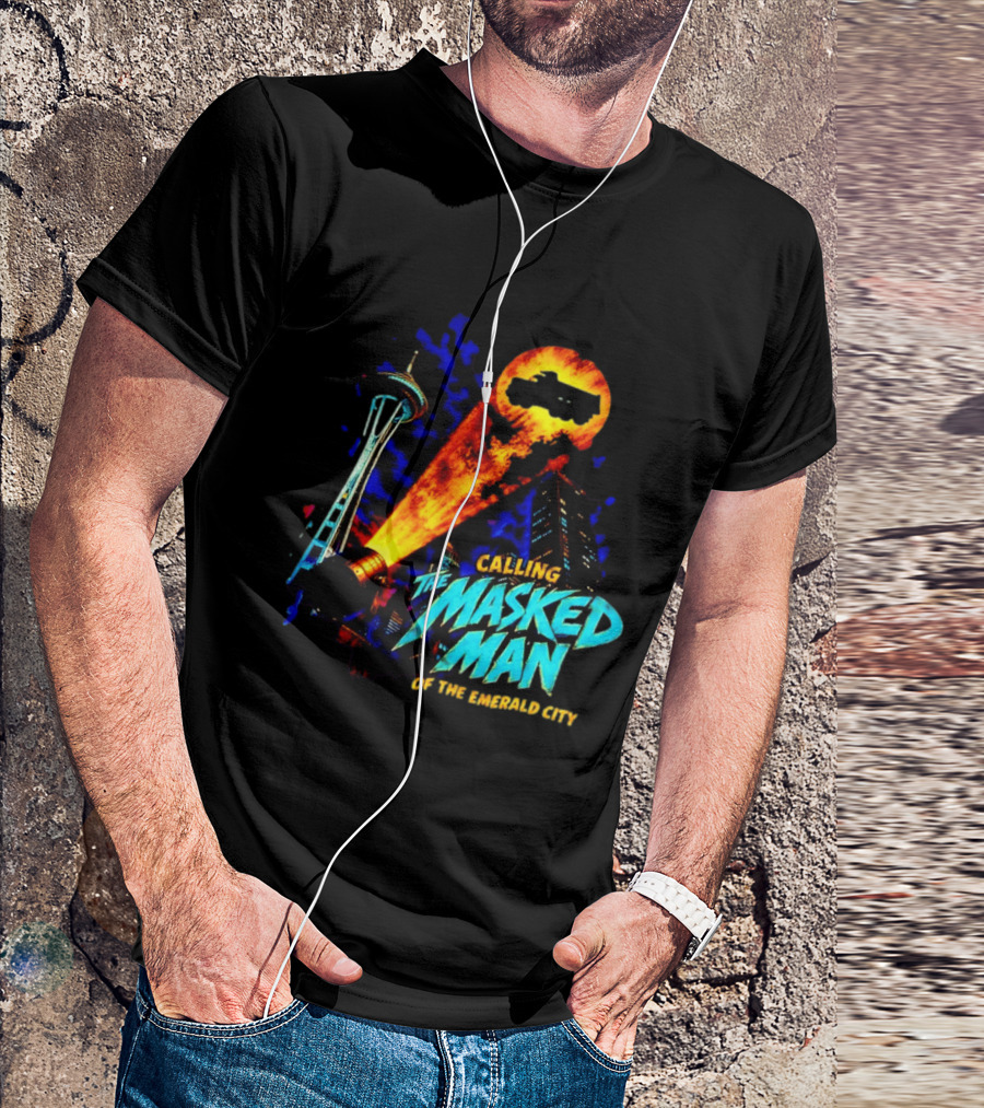 Calling The Masked Man Emerald City Space Needle T-Shirt