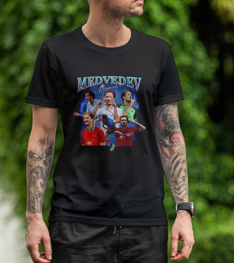 Medvedev Daniil Tennis Champion Dynamic Action Montage T-Shirt