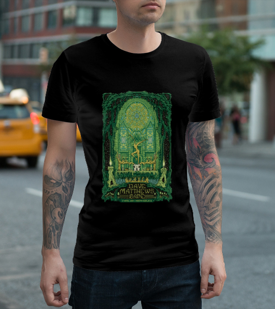 Dave Matthews Band 27 April 2024 3Arena Dublin IE Concert Art With Celtic And Candle T-Shirt