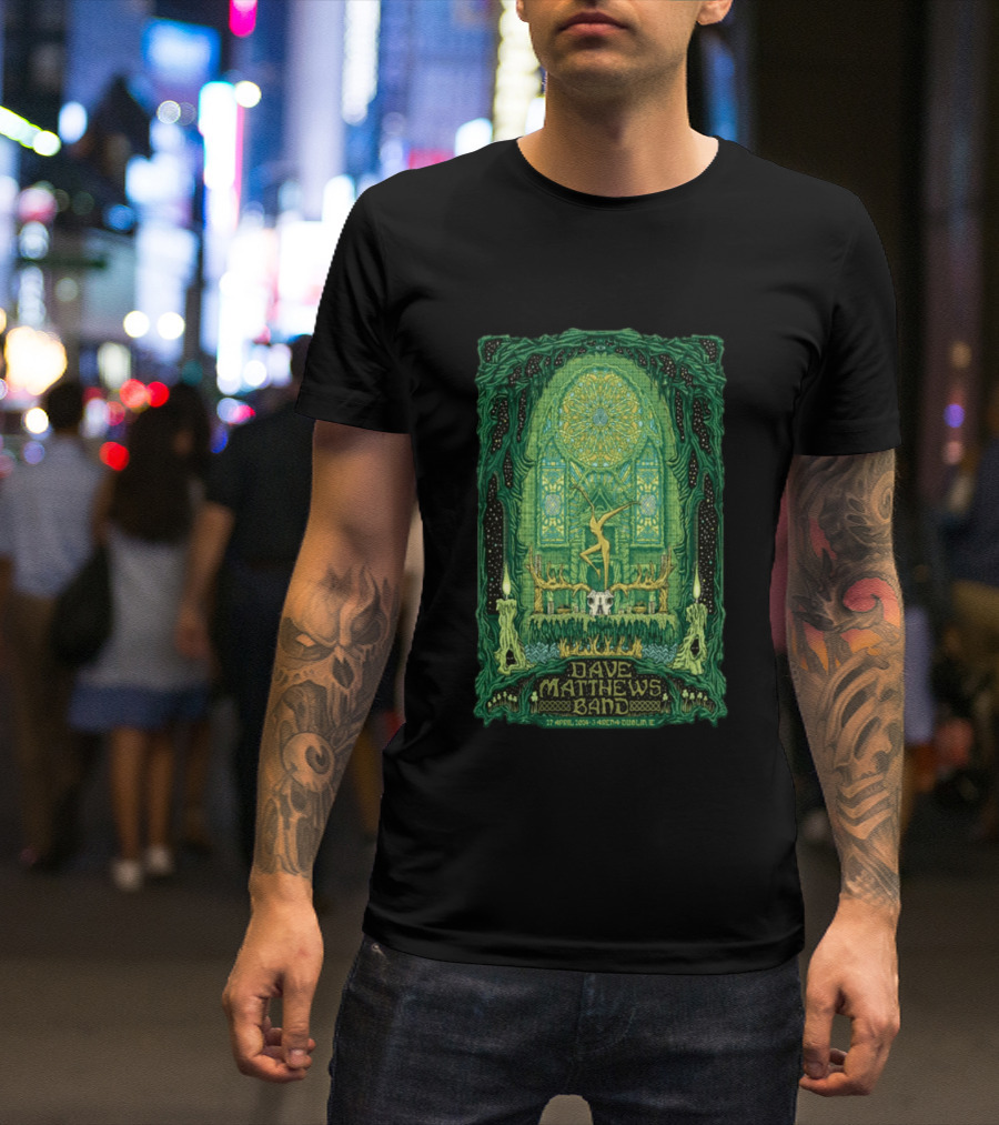 Dave Matthews Band 27 April 2024 3Arena Dublin IE Concert Art With Celtic And Candle T-Shirt