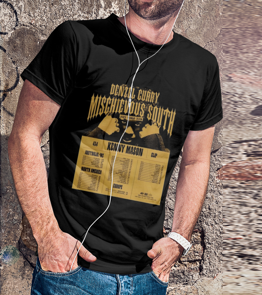 Denzel Curry Mischievous South 2025 World Tour Kenny Mason Clip 454 Australia North America Europe Dates T-Shirt