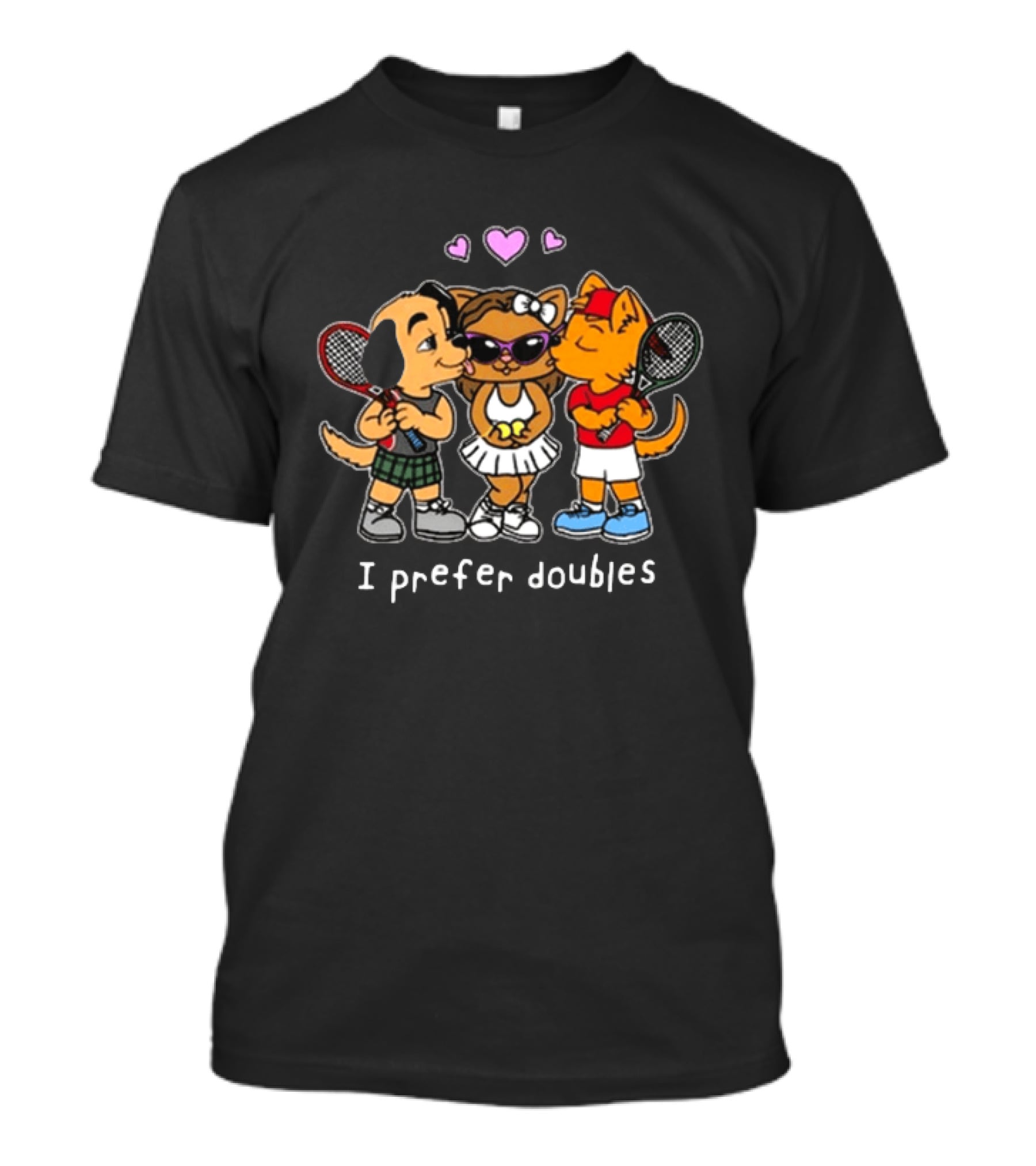The Cinesthetic Challengers 2024 I Prefer Doubles Cute Tennis Cats And Dogs T-Shirt