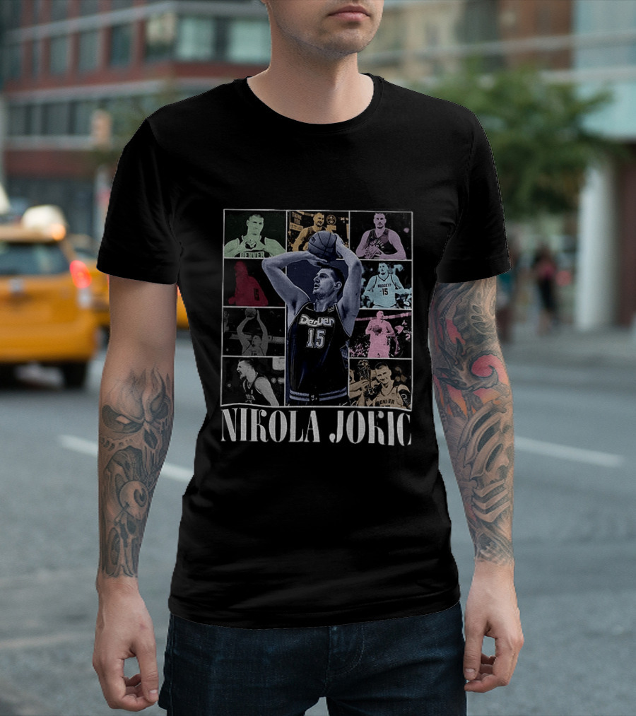 Nikola Jokic Denver Nuggets Basketball Collage T-Shirt