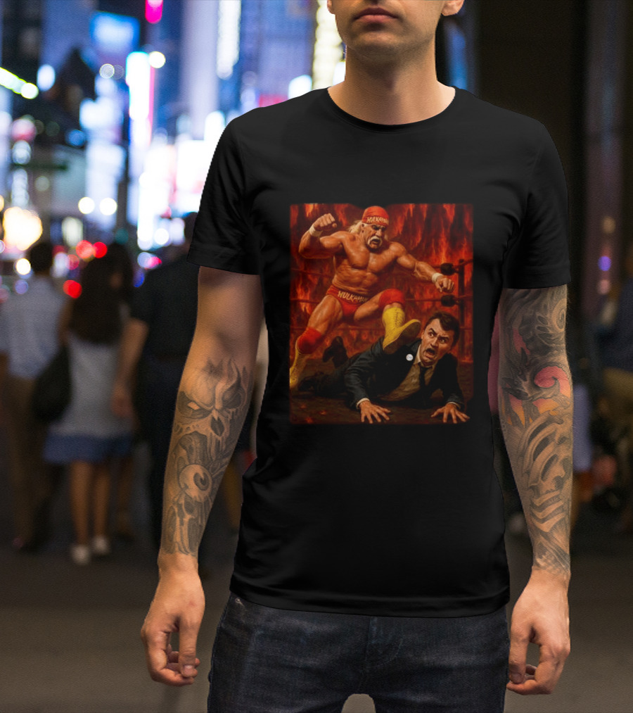 Hulk Hogan Hulkamania Vs Charlie Kirk Wrestling Meme Image T-Shirt