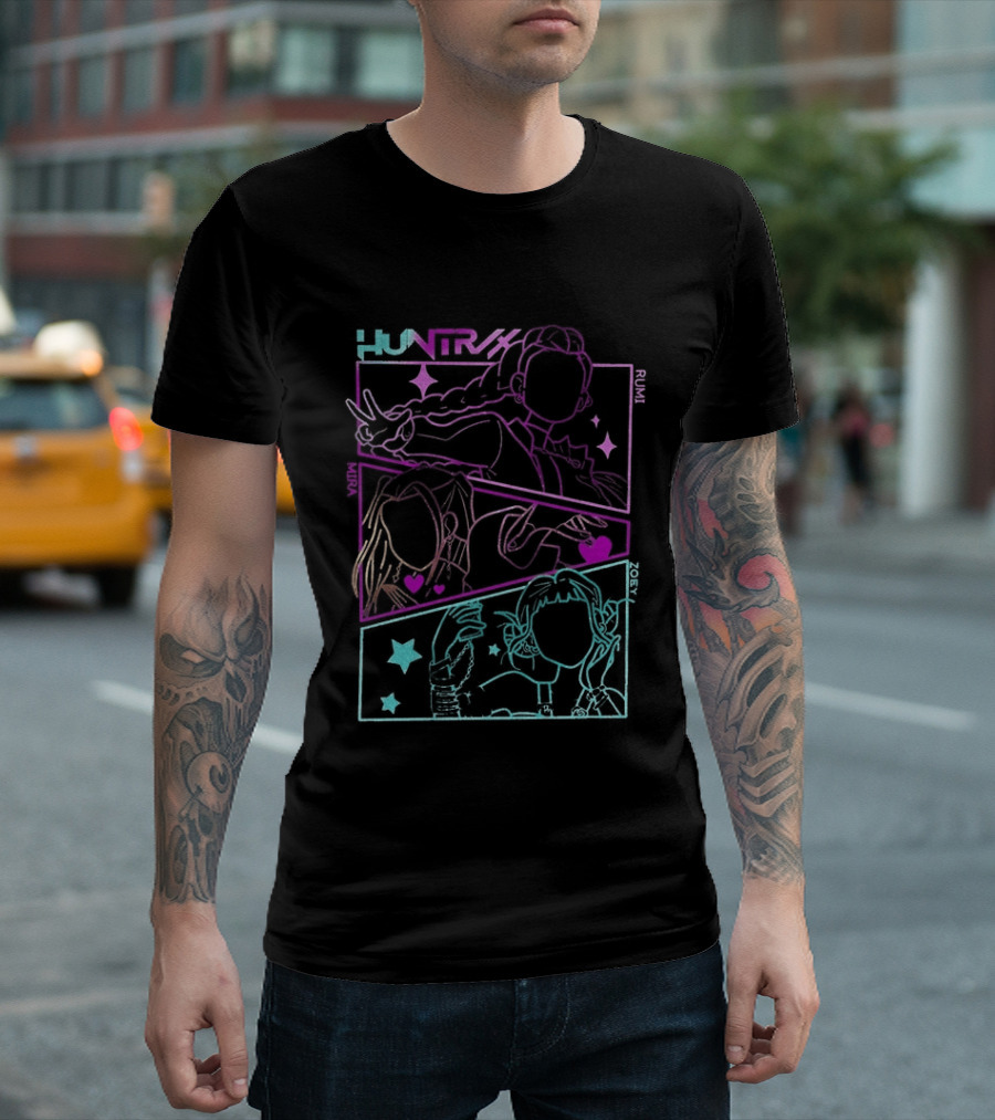Huntrix Girls Kpop Demon Hunters Neon Manga T-Shirt