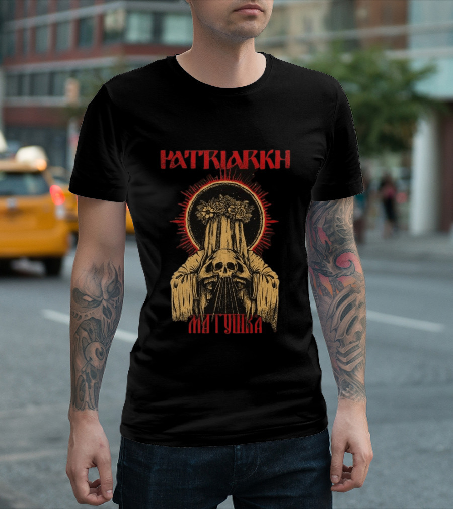 Patriarkh Matushka Skeleton Halo Floral Hooded Figure T-Shirt