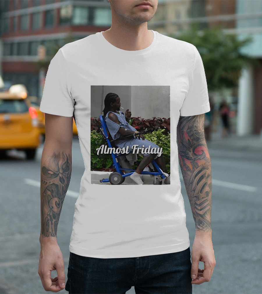 Almost Friday Offset Cigarette Wheelchair Vibes T-Shirt