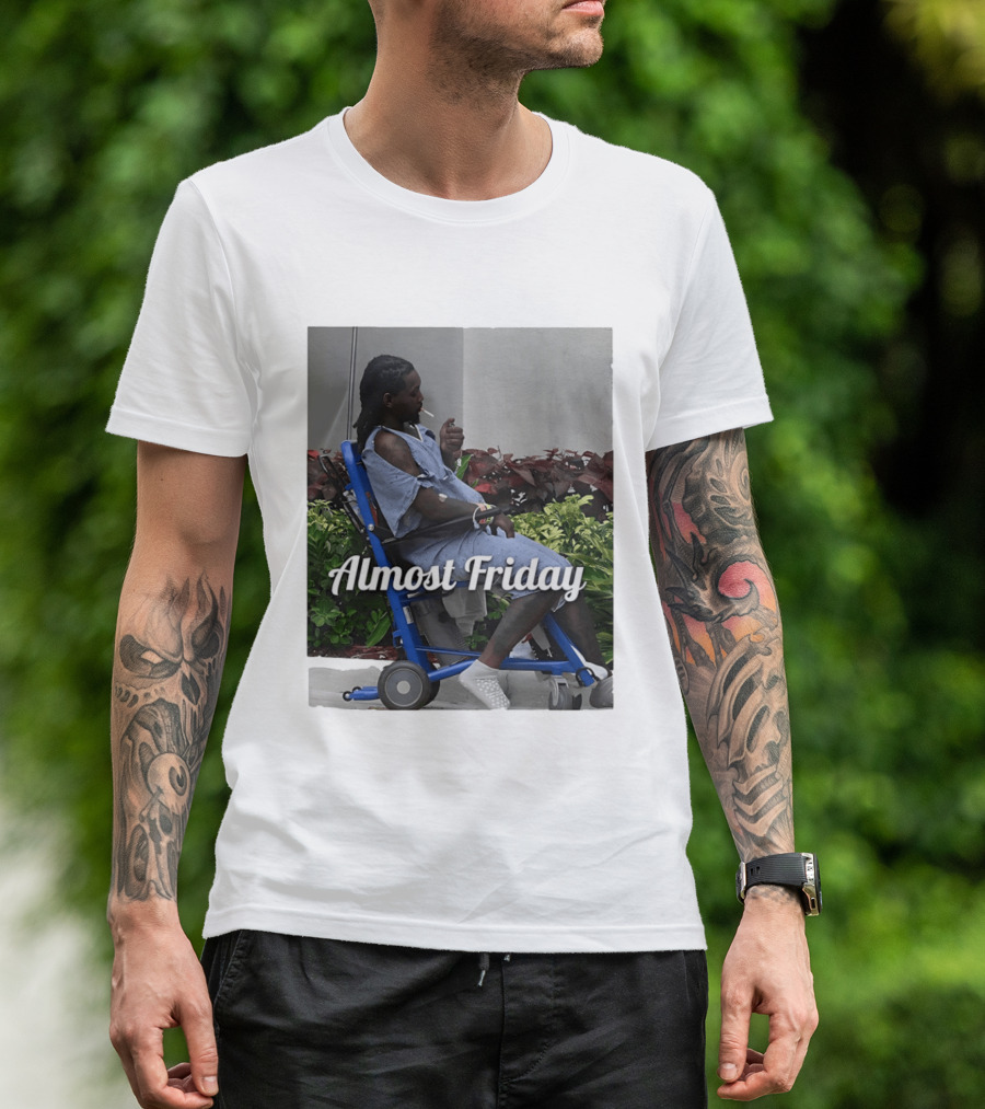 Almost Friday Offset Cigarette Wheelchair Vibes T-Shirt
