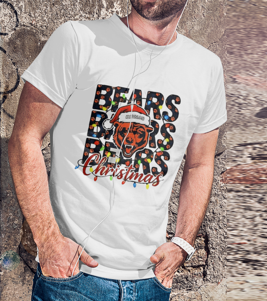 Bears Christmas Bear Santa Claus Chicago Bears Football T-Shirt