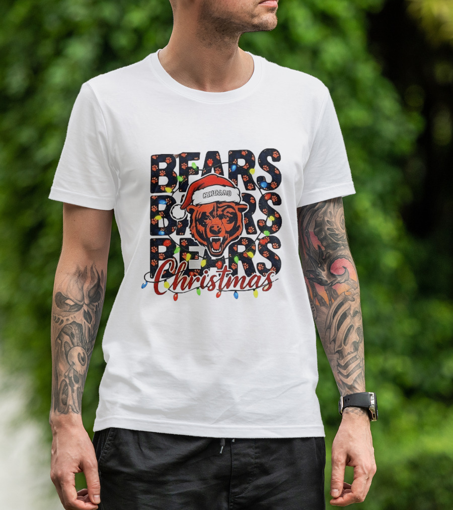 Bears Christmas Bear Santa Claus Chicago Bears Football T-Shirt