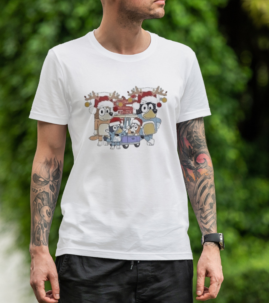 Bluey Family Christmas Santa Hats Merry Xmas 2024 T-Shirt