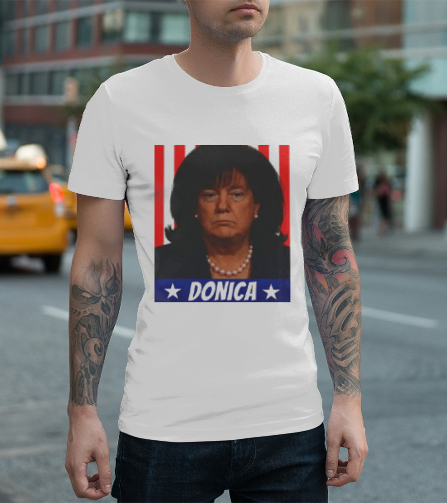 Donica Lewinsky 2025 Campaign Style Stars Red Stripes T-Shirt