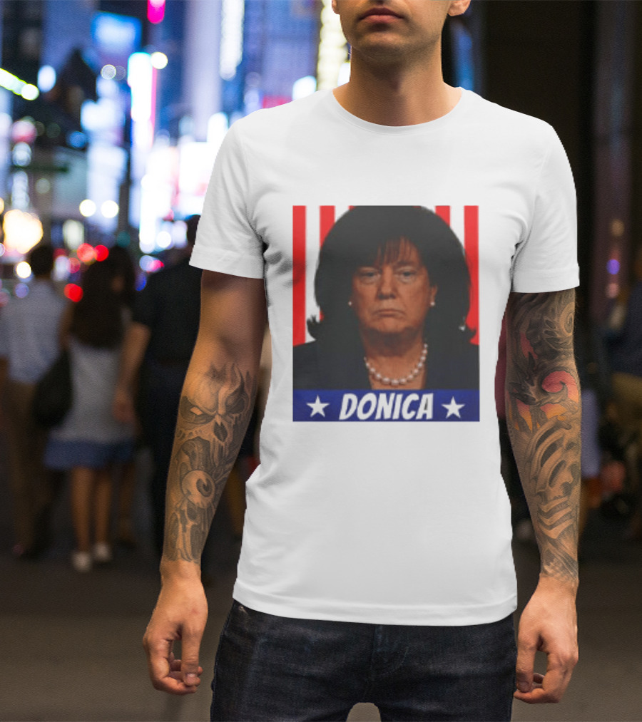 Donica Lewinsky 2025 Campaign Style Stars Red Stripes T-Shirt